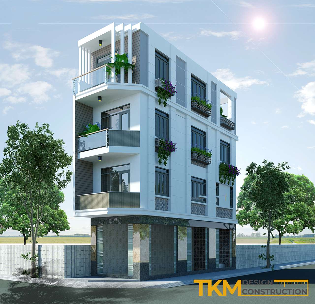 Mẫu thiết kế nhà ống 4 tầng phong cách hiện đại, cực thu hút