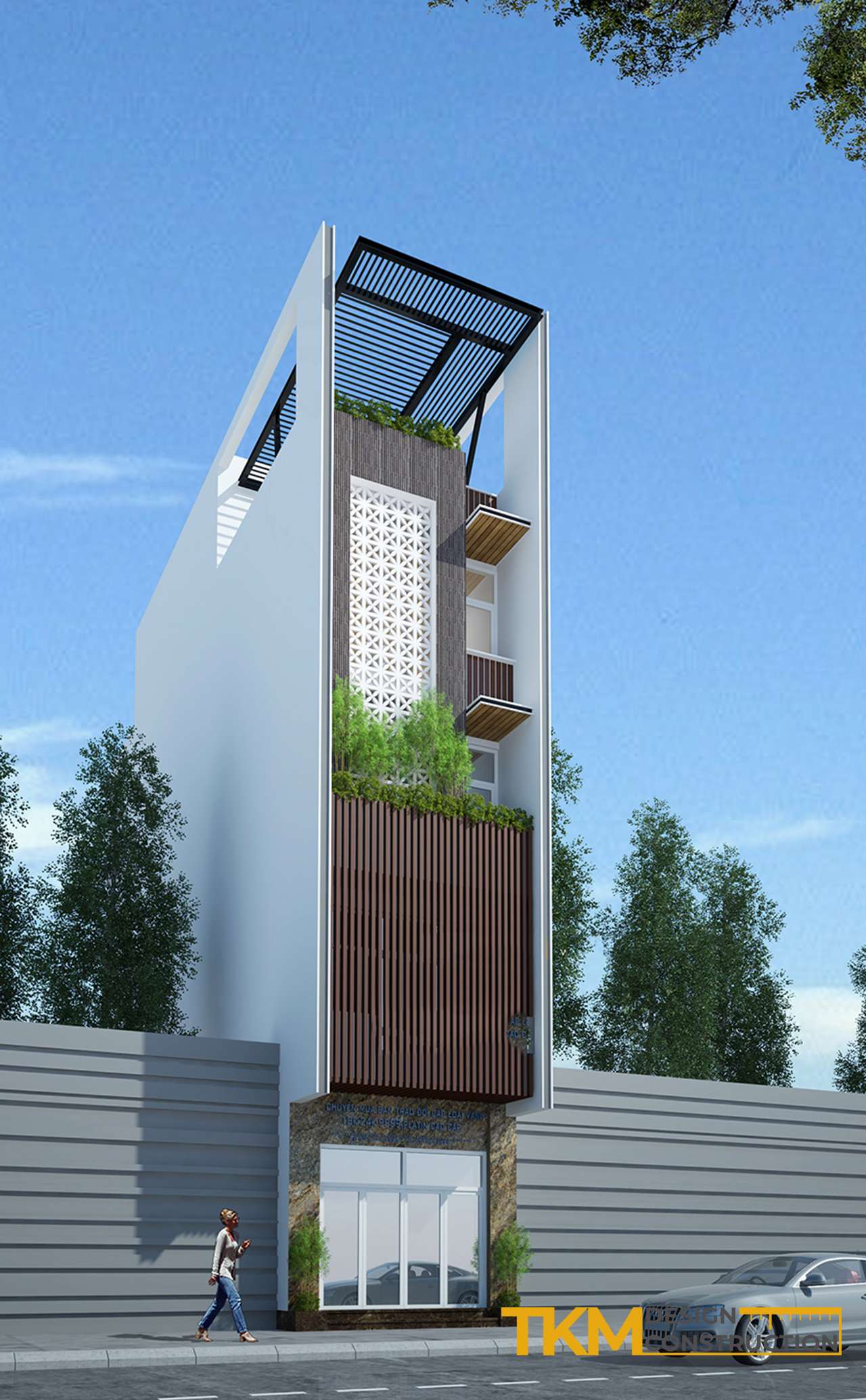 Mẫu thiết kế nhà ống 4 tầng đối xứng