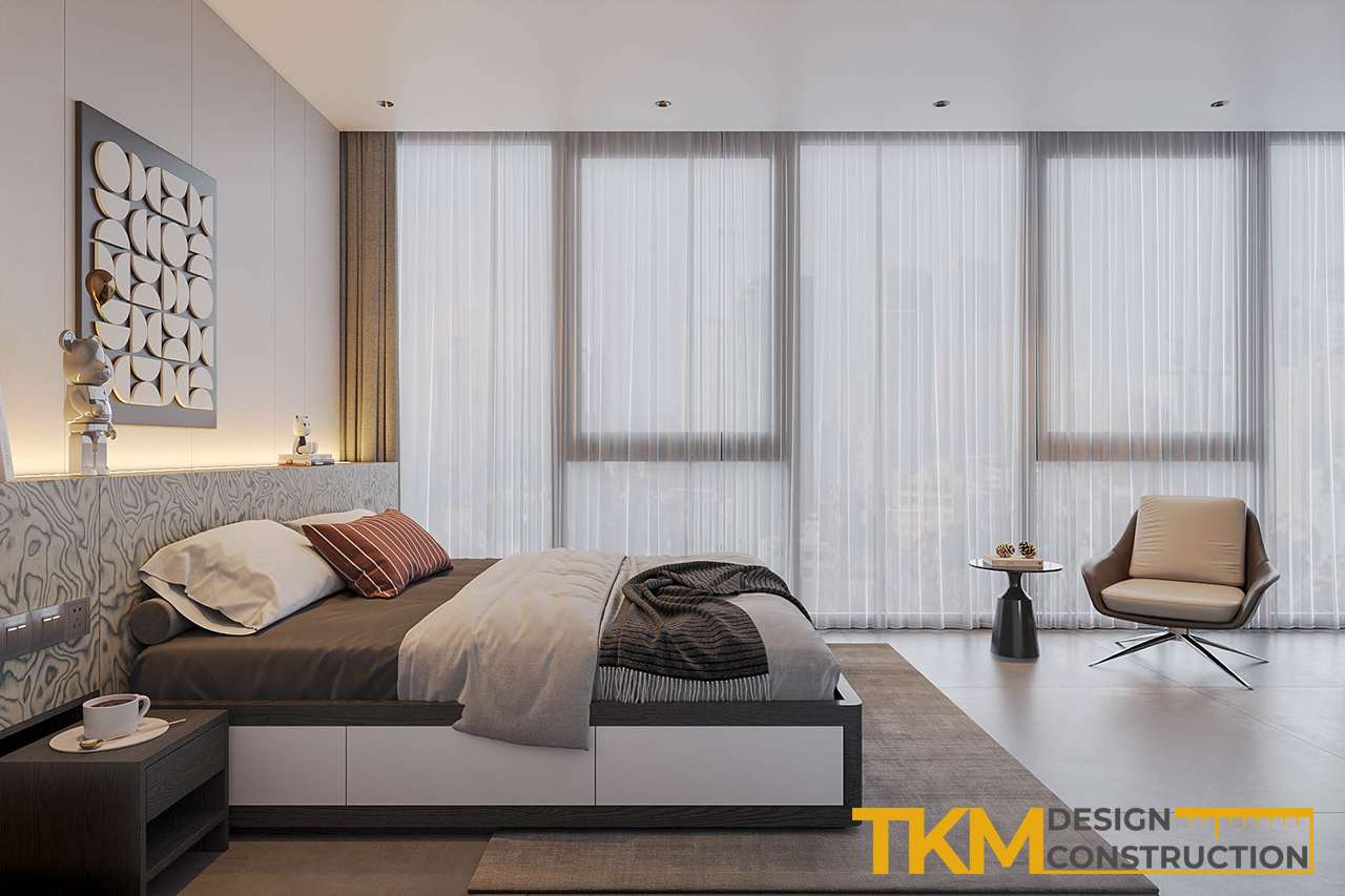 Mẫu thiết kế nội thất nhà phố hiện đại - phòng ngủ với không gian mở