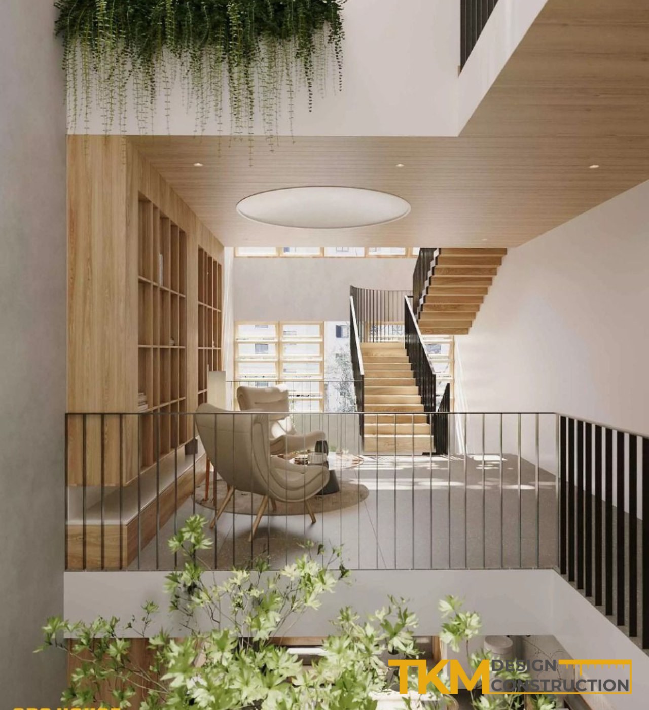 Không gian sinh hoạt chung phụ trong một bản thiết kế nhà nhiều thế hệ Hà Nội