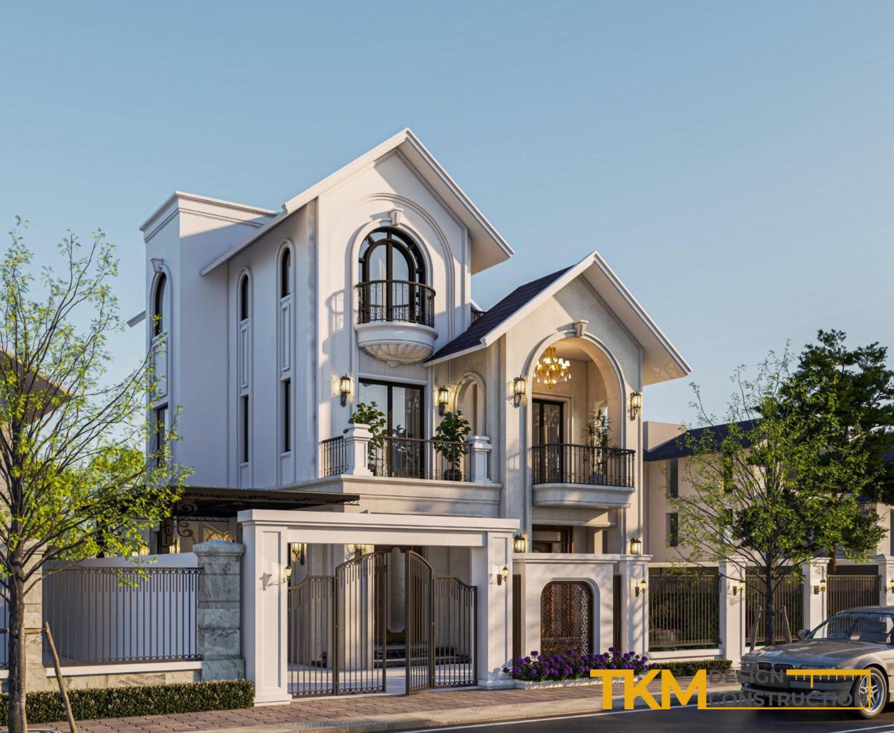 Mẫu thiết kế biệt thự phố Hà Nội 3 tầng phong cách hiện đại