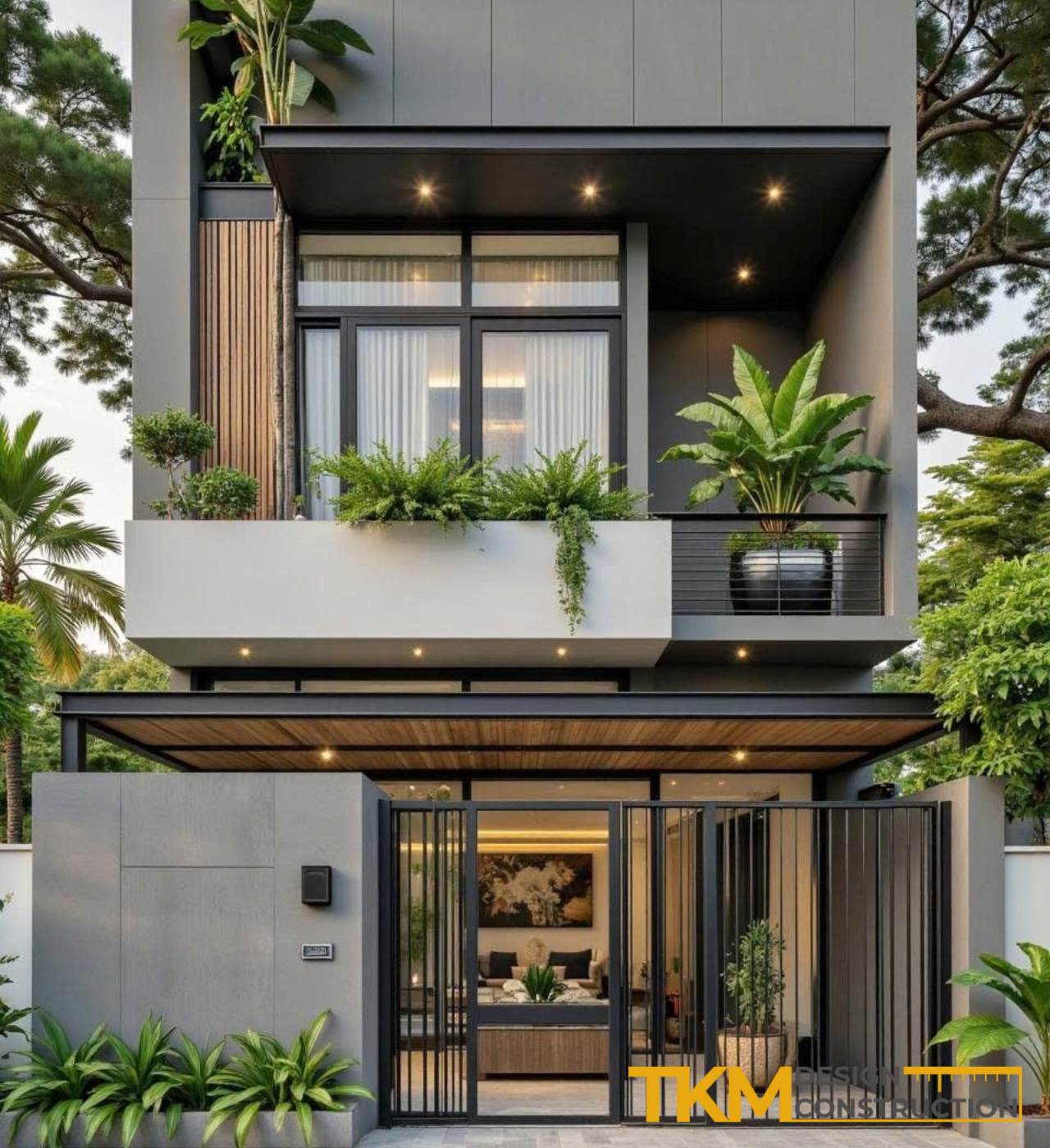 Mặt tiền hiện đại trong một mẫu thiết kế nhà 2 tầng Hà Nội