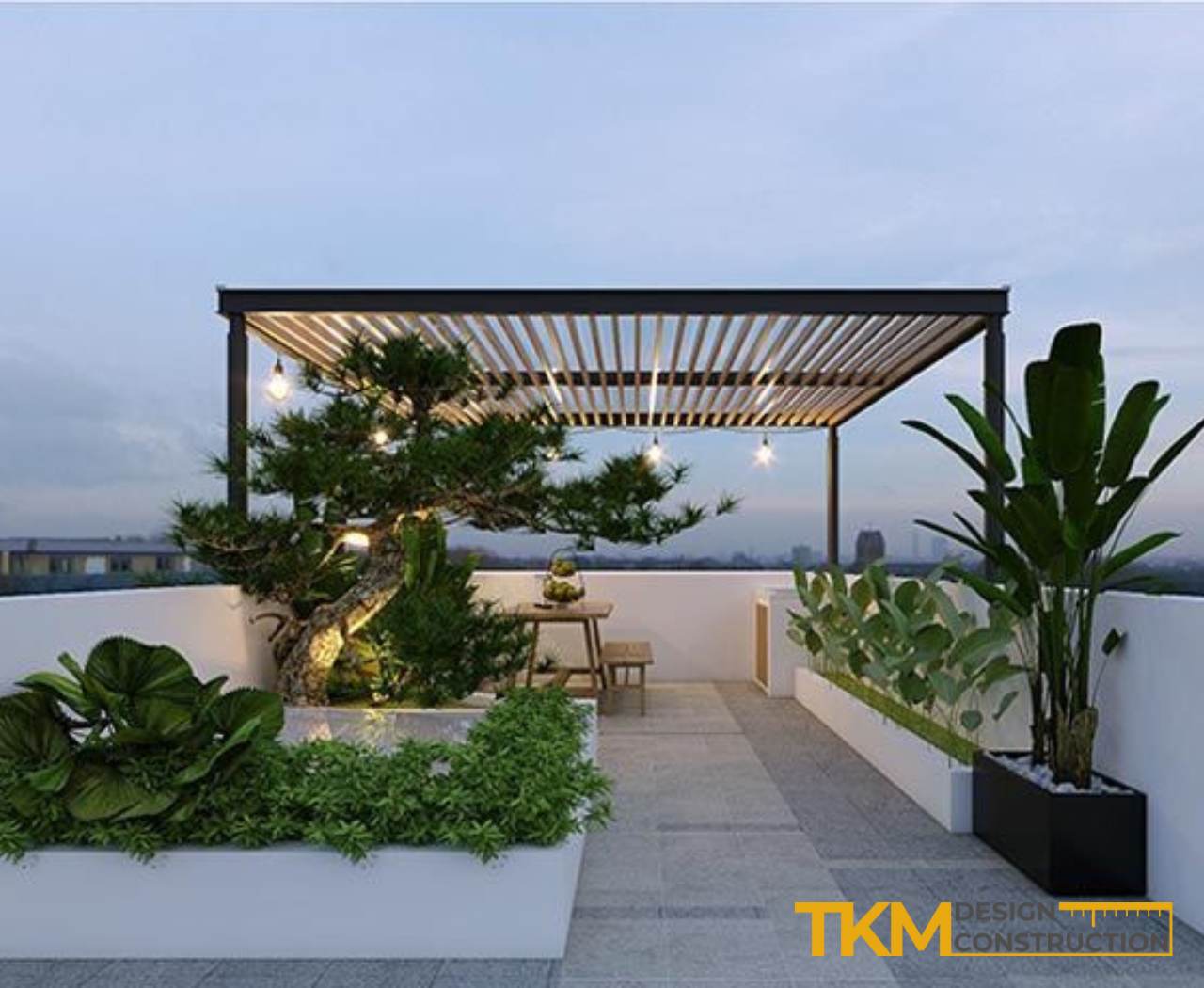 Tận dụng sân thượng trong một bản thiết kế nhà 3 tầng Hà Nội